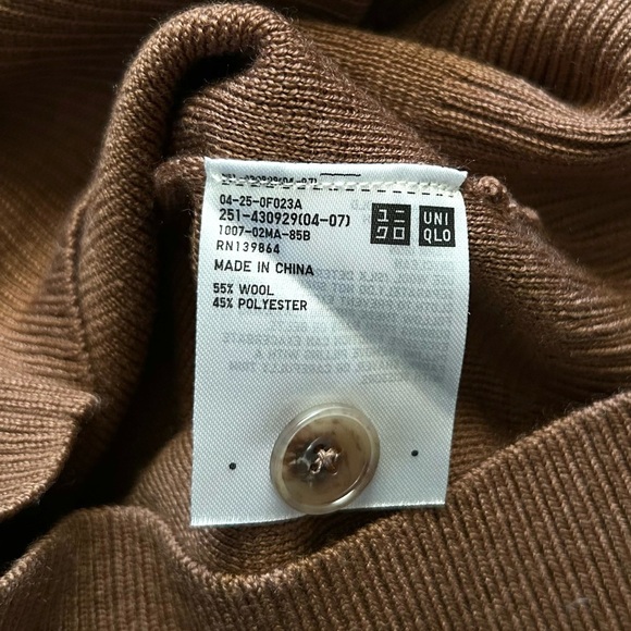 Uniqlo‎ U Wool Blend Cardigan Sweater Chestnut Brown S Quiet Luxury Basics - Picture 5 of 5